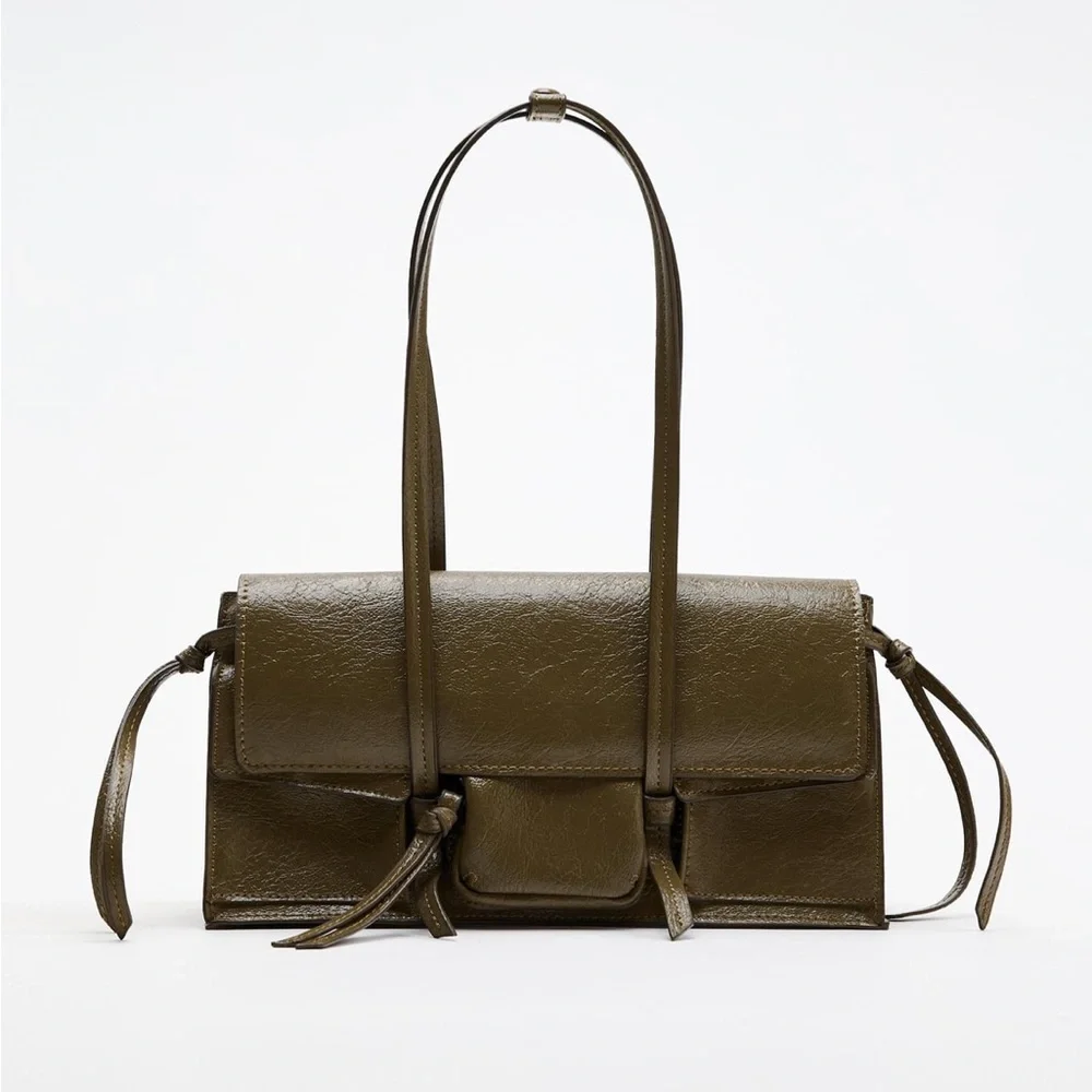 Zara pocketed shoulder bag green - Picture 1 of 9